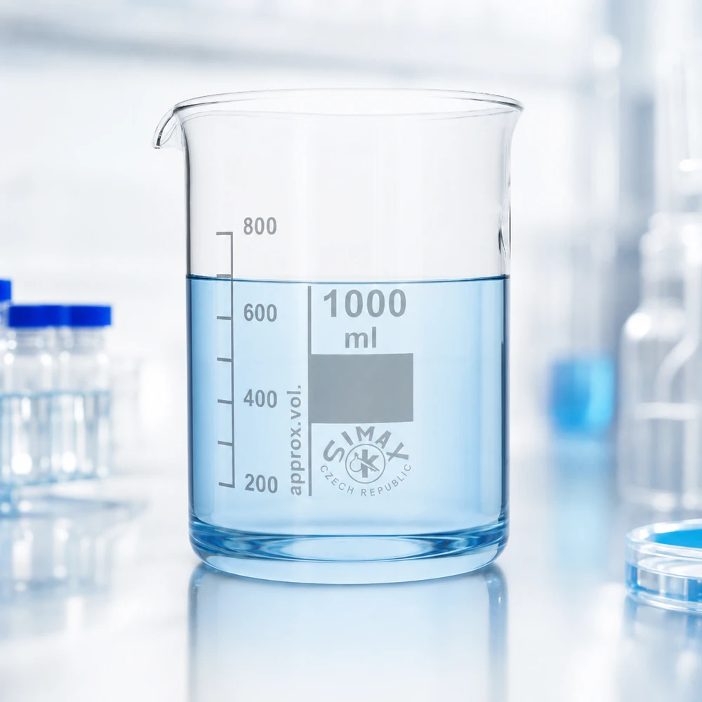 Becherglas 1000ml Borosilikatglas, niedrige Form Transparentes Borosilikatglas-Becherglas 1000ml mit ergonomischem Ausguss für Laborprofis
