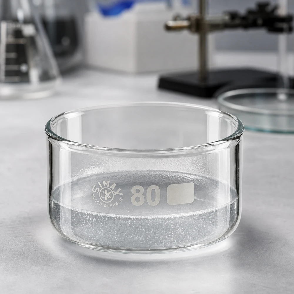 Professionelle Kristallisierschale Größe 80mm Durchmesser dickwandiges Borosilikatglas 150ml Volumen