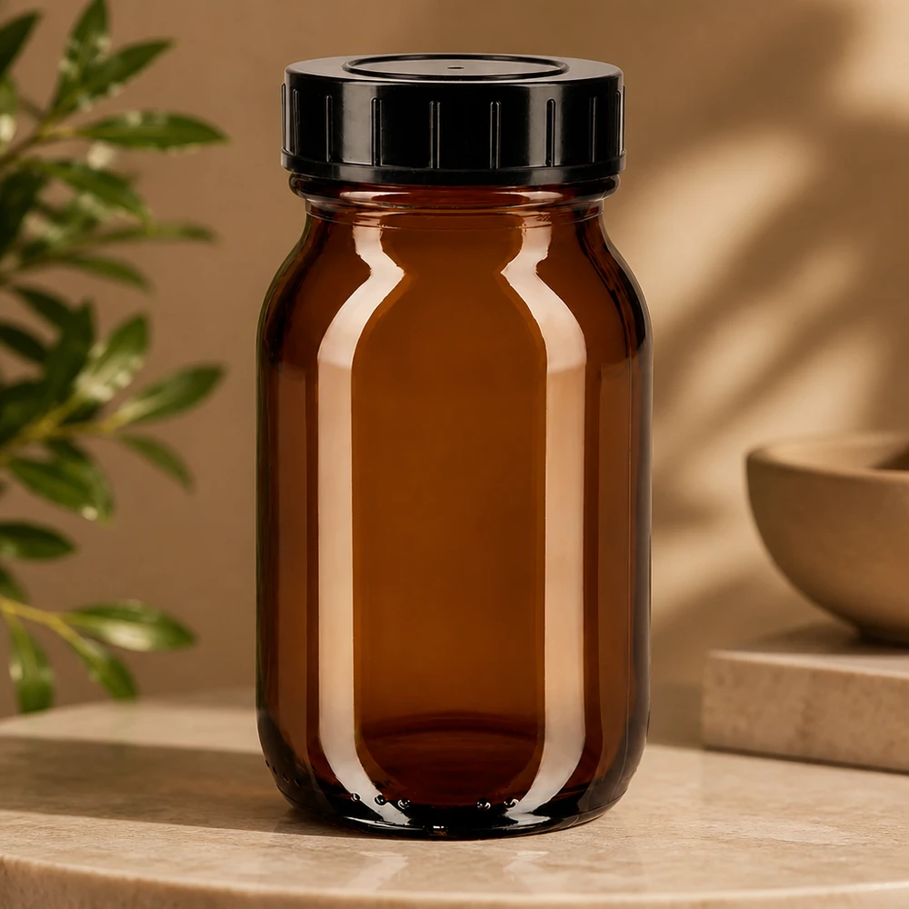 100ml Weithalsflasche Braunglas mit Schraubdeckel Robuste Weithalsflasche 100ml Braunglas mit luftdichtem Verschluss für lange Haltbarkeit