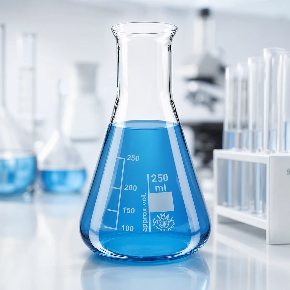 Standardmäßiger Erlenmeyerkolben 250ml mit Enghals-Design für sichere Handhabung von Chemikalien