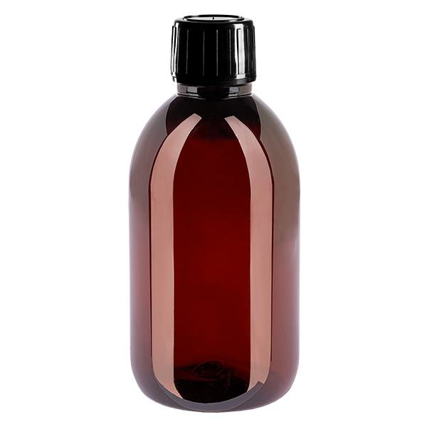 PET Flasche 250ml mit schwarzem Spritzverschluss Originalitätsverschluss
