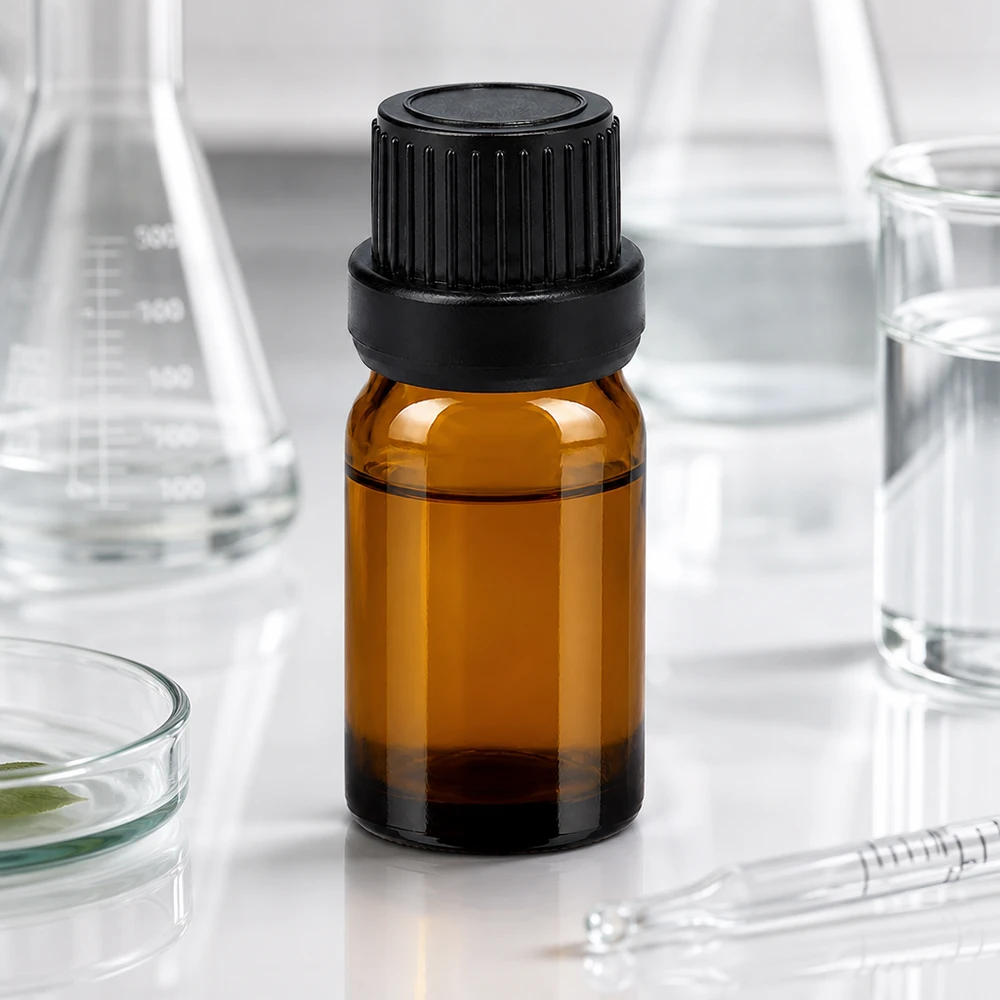 Handliche 5ml Tropfflasche mit robustem schwarzen Verschluss ideal für mobile Anwendungen