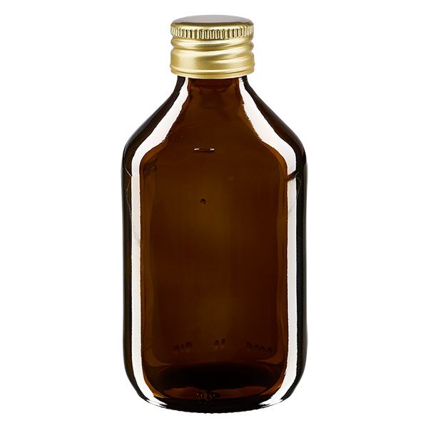 250ml Medizinflasche braun, mit Verschluss gold Aluminium ApoGlas