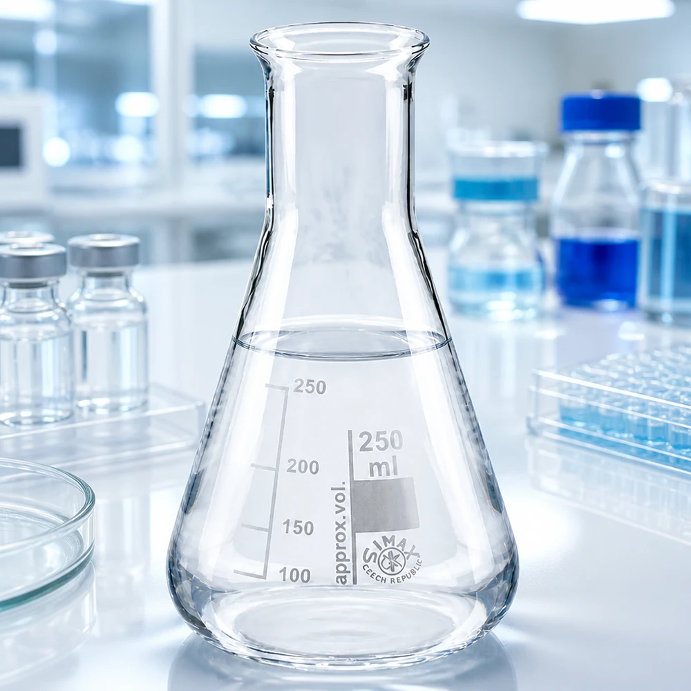 Wissenschaftlicher Glaskolben 250ml mit schmalem Hals für kontrollierte Reaktionen