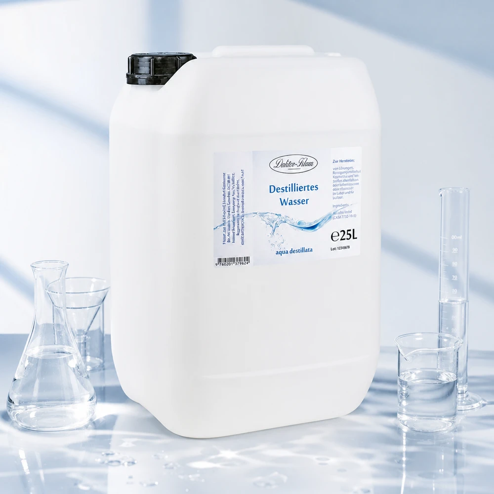 Destilliertes Wasser 25L Doktor-Klaus für Dampfbügeleisen Batterien und Laboranwendungen