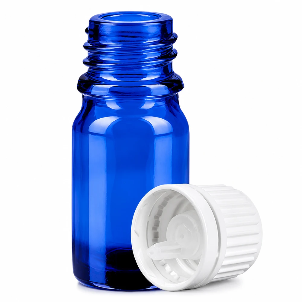 Hochwertige Glasflasche 5ml BlueLine Serie mit weißem Tropfverschluss für Laboranwendungen