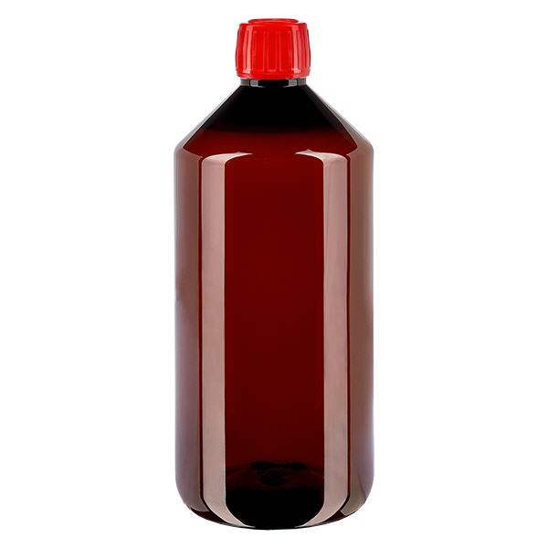 PET Flasche 1000ml mit rotem Verschluss Originalitätsverschluss PET Flasche 1000ml mit rotem Verschluss Originalitätsverschluss