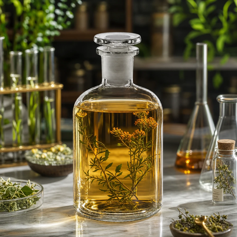 Rundschulterflasche 250ml klar Enghals Glasstopfen Dekorative Laborflasche 250ml klar Enghals Glasstopfen für Kräuteransätze geeignet