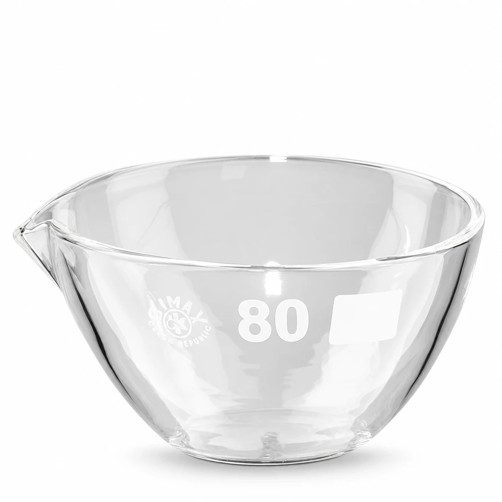90ml Abdampfschale mit Ausguss Borosilikat ø80mm Professionelle Laborschale 90ml mit Ausguss für chemische Verdampfungsprozesse
