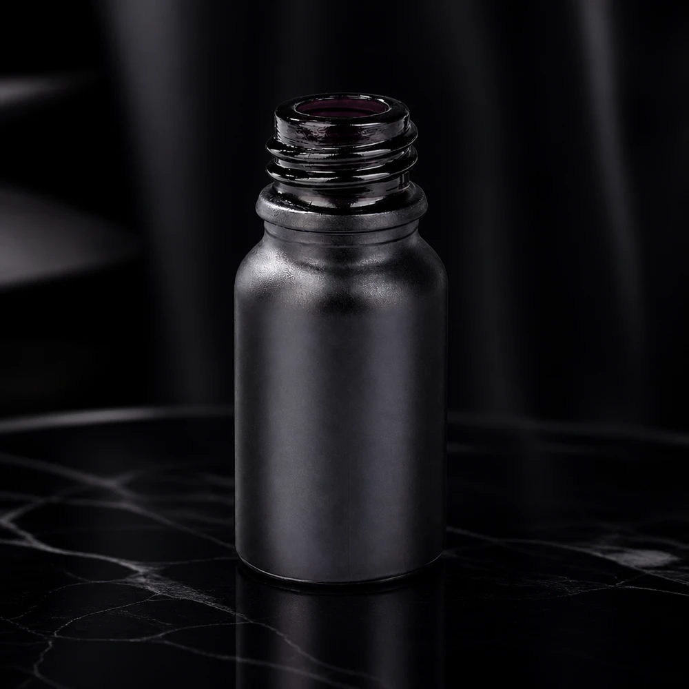 10ml Apothekerflasche BlackLine UT18/10 UNiTWIST mit matter Oberflächenstruktur verhindert Fingerabdrücke