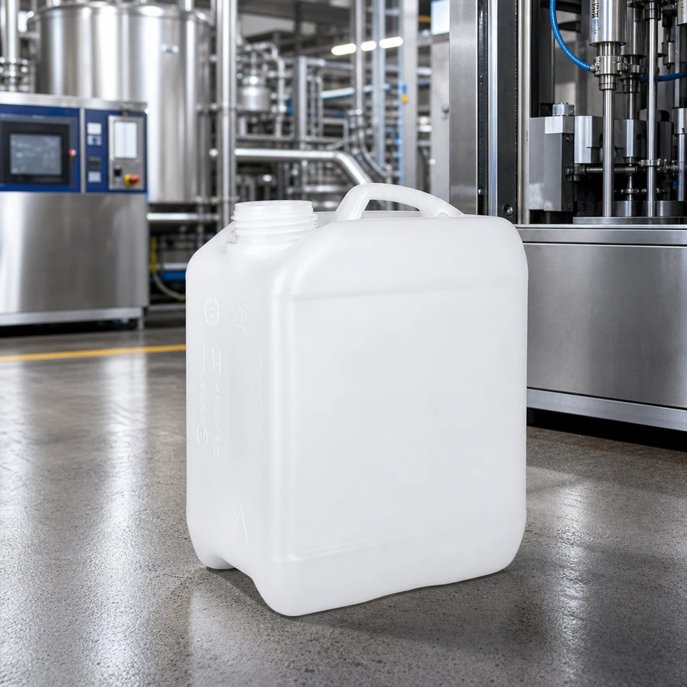 Kanister 2.5 Liter ohne Verschluss Quadratischer Flüssigkeitsbehälter 2,5 Liter offen mit integriertem Griff aus weißem HDPE