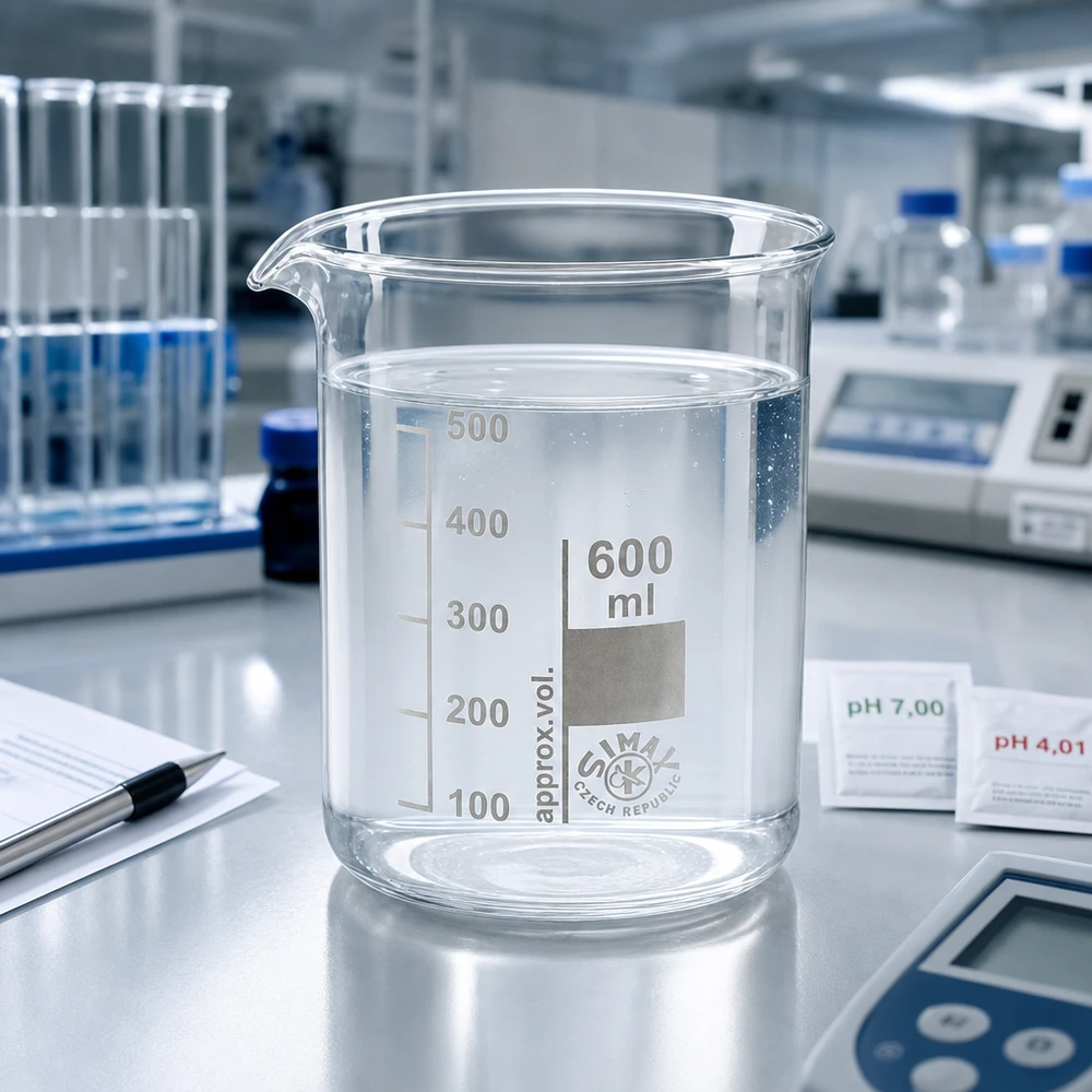Becherglas 600ml Borosilikatglas, niedrige Form Spülmaschinenfestes Becherglas 600ml niedrige Form aus pflegeleichtem Borosilikatglas für den Alltag