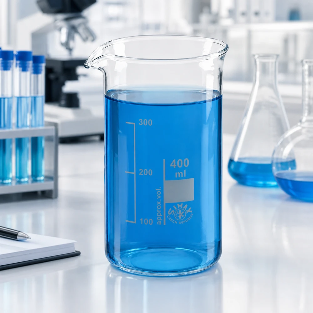 Becherglas 400ml Borosilikatglas, hohe Form Borosilikatglas Becherglas 400ml hohe zylindrische Form mit Ausgießer für Laboranwendungen