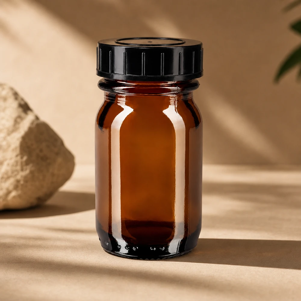 30ml Braunglasflasche mit Weithalsoeffnung und sicherem Schraubverschluss fuer Reisen