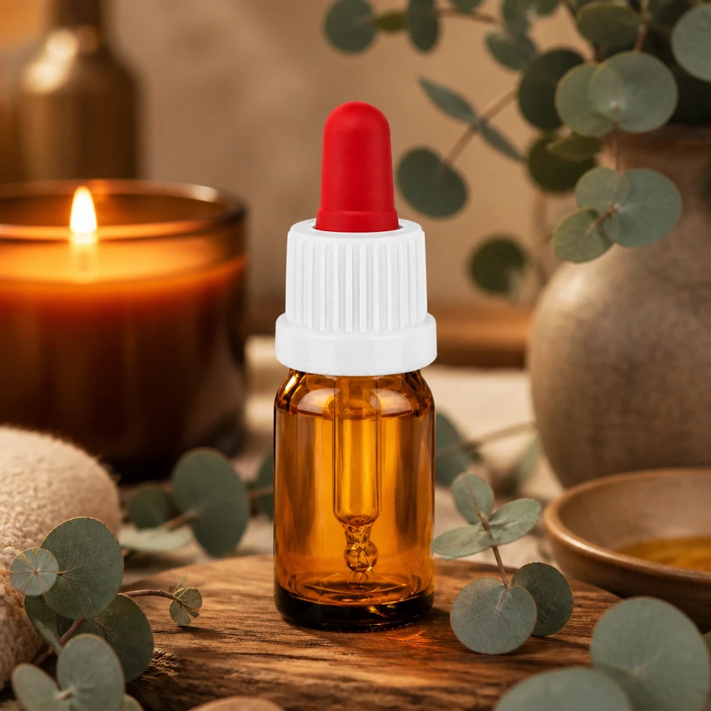Handliche 5ml Glasflasche mit roter Pipette ideal für DIY Kosmetik und Naturheilkunde