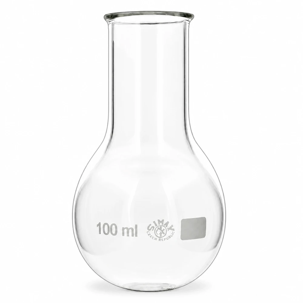 Rundkolben 100ml Weithals Rundkolben 100ml Weithals-Ausführung mit glatter Oberfläche für professionelle Laborarbeiten