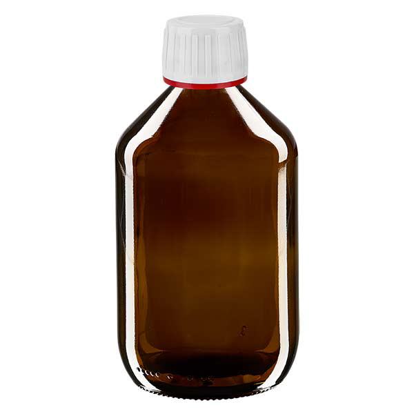 500ml Medizinflasche braun, Verschluss weiß mit Originalitätsring rot ApoGlas 500ml Medizinflasche braun, Verschluss weiß mit Originalitätsring rot ApoGlas