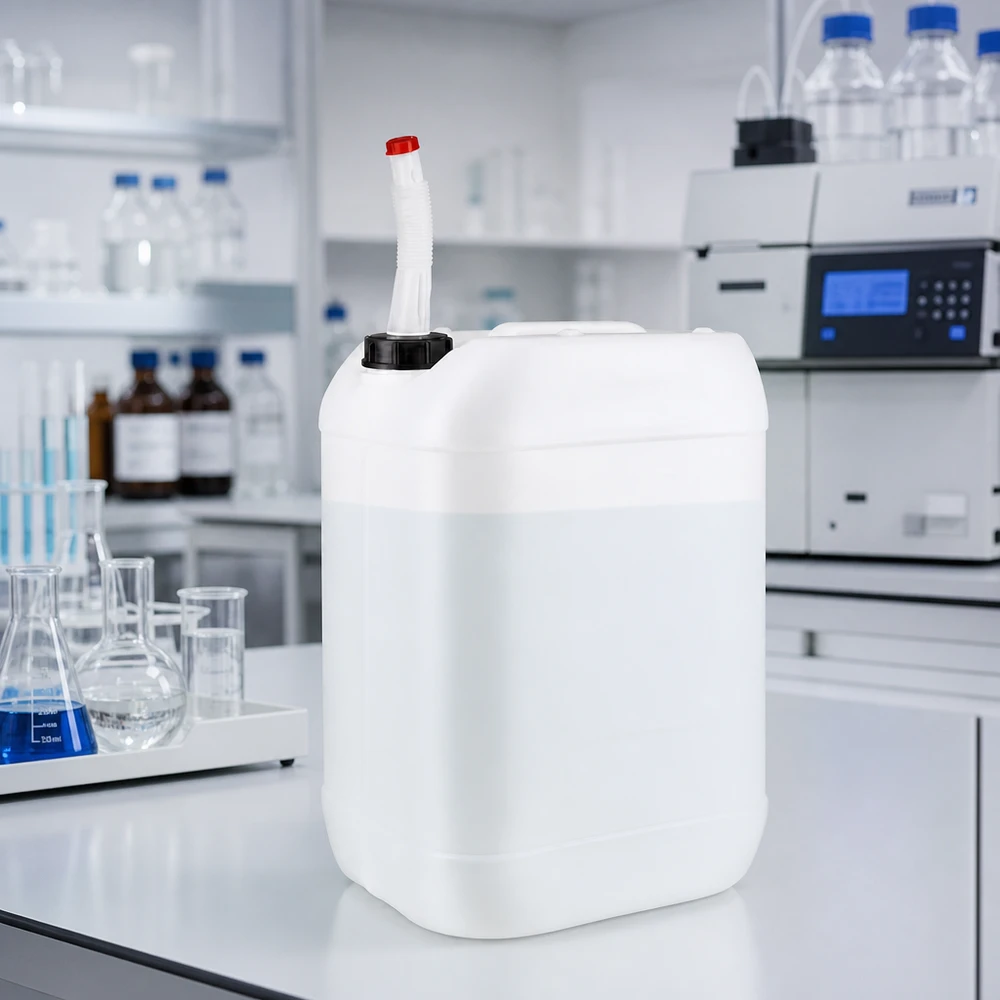 Kanister 25 Liter mit Auslaufrohr Flex Stabiler Flüssigkeitsbehälter 25 Liter mit Flex-Auslaufrohr für präzises Dosieren im Labor