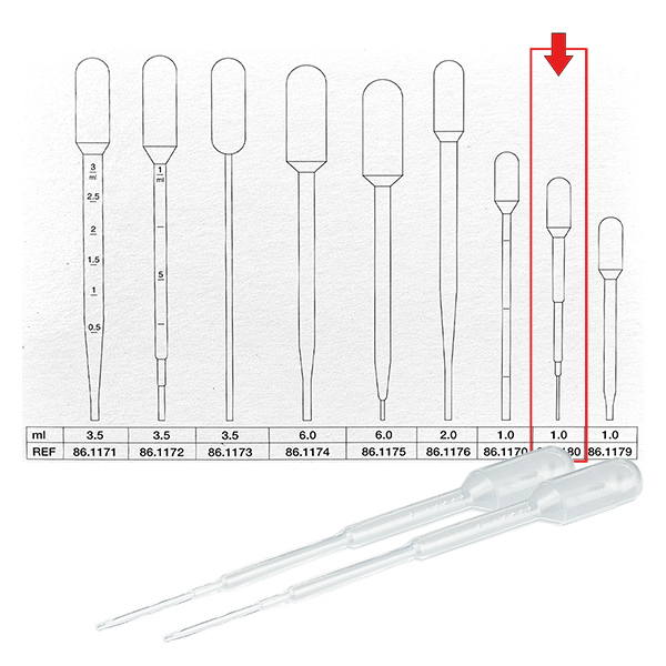 1ml Transferpipette (104x10mm) ohne Graduierung 1ml Transferpipette (104x10mm) ohne Graduierung