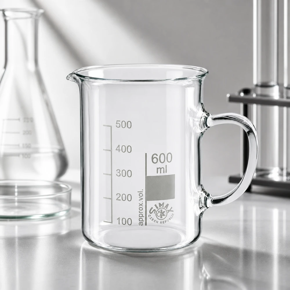 Professionelles Griffbecherglas 600ml SIMAX Borosilikatglas für Labor und Küche