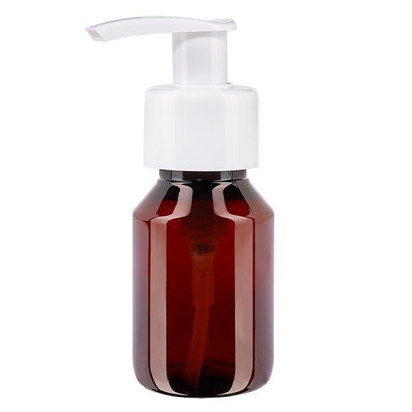 PET Flasche 50ml mit Dispenserpumpe weiß PET Flasche 50ml mit Dispenserpumpe weiß