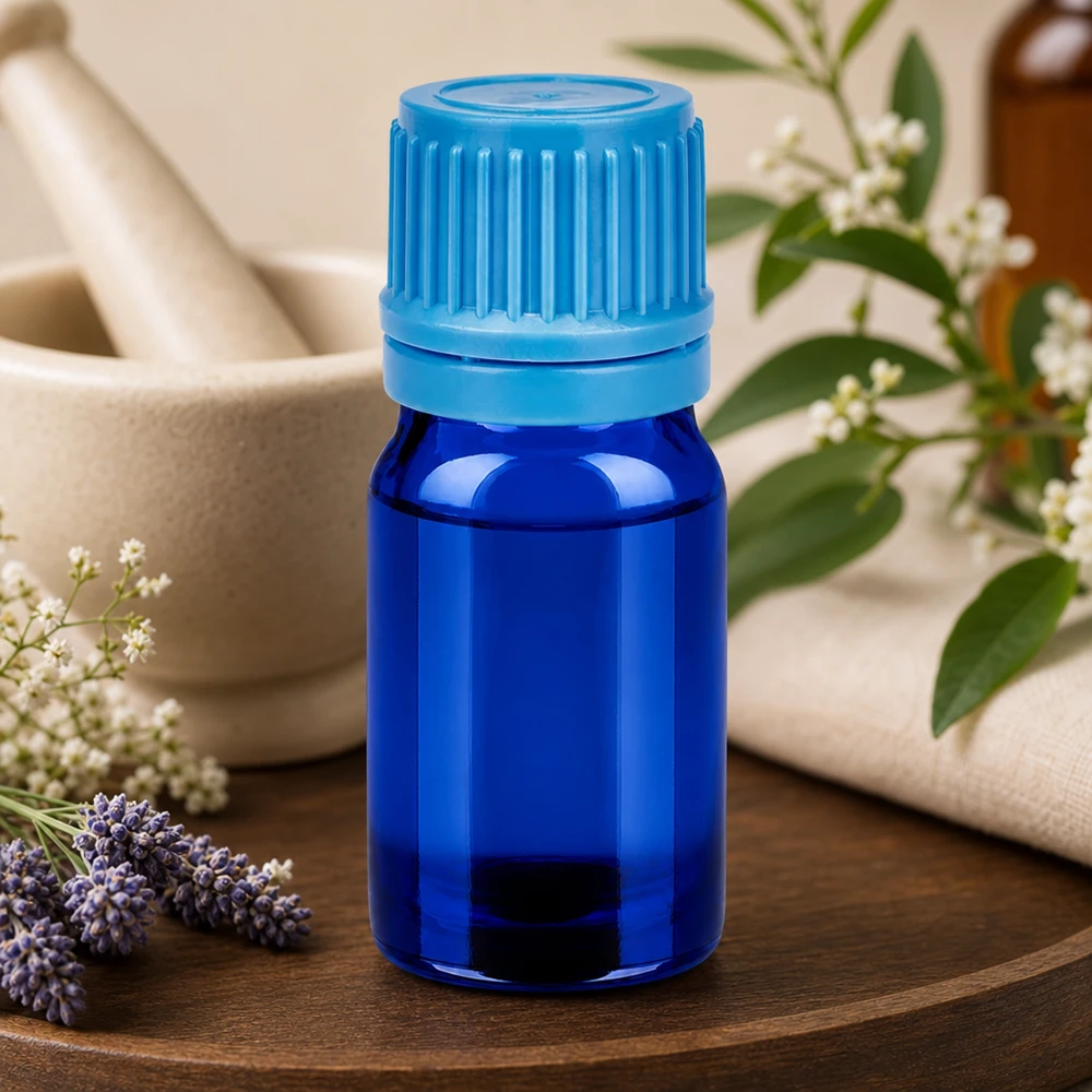 Premium 5ml blaue Glasflasche mit Schraubgewinde UT18 für pharmazeutische Kleinmengen