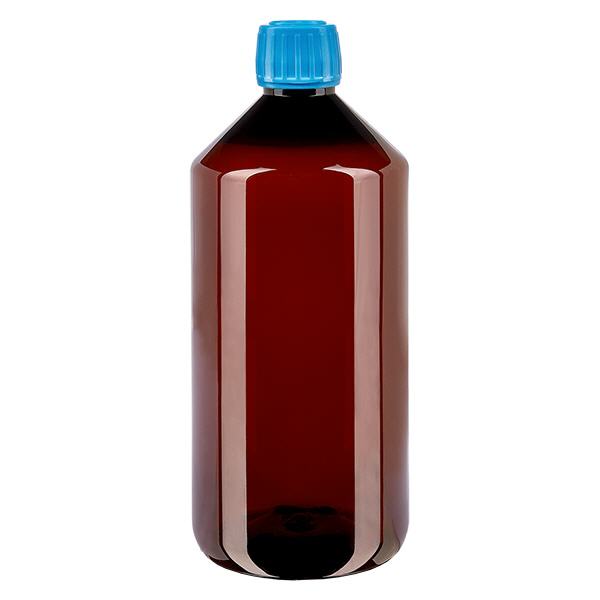 PET Flasche 1000ml mit blauem Verschluss Originalitätsverschluss PET Flasche 1000ml mit blauem Verschluss Originalitätsverschluss