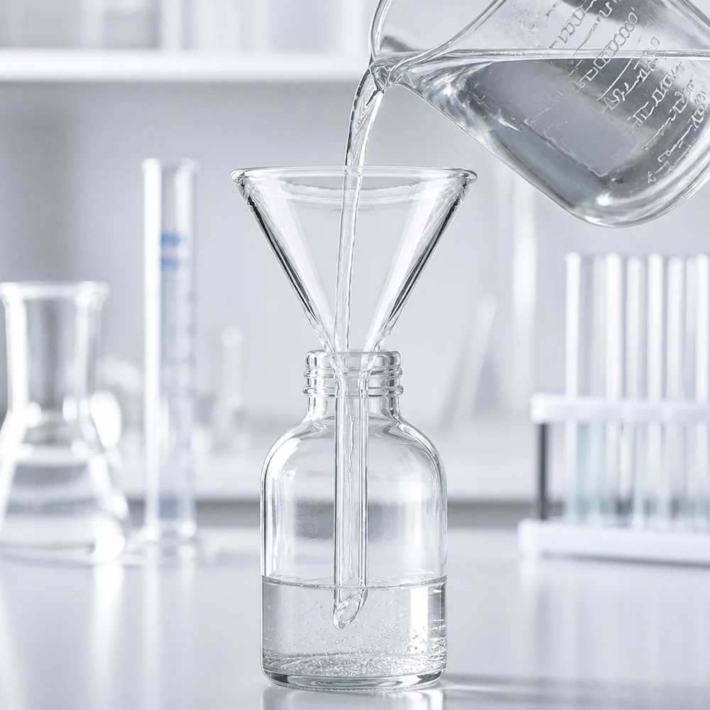 Trichter ø45mm Kalk-Soda, Winkel 60°, Kurzstil Funktionaler Glastrichter 60 Grad Winkel aus Kalk-Soda für pharmazeutische Anwendungen 45mm