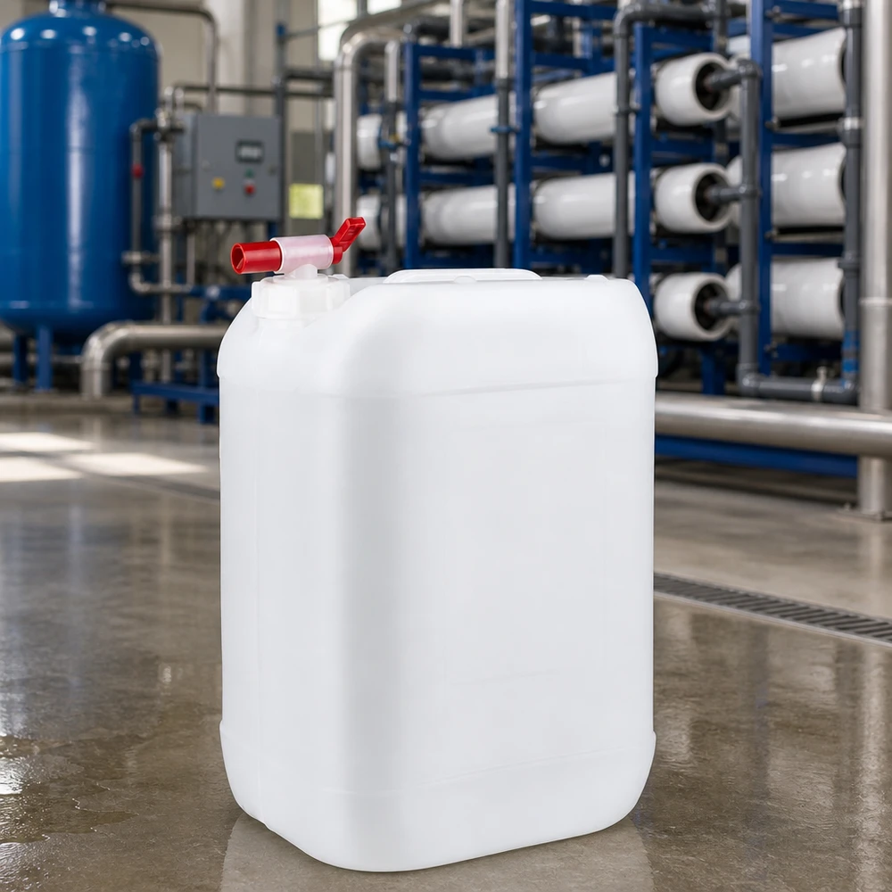 Robuster Kunststoffbehälter 25 Liter mit Entnahmehahn für industriellen Einsatz