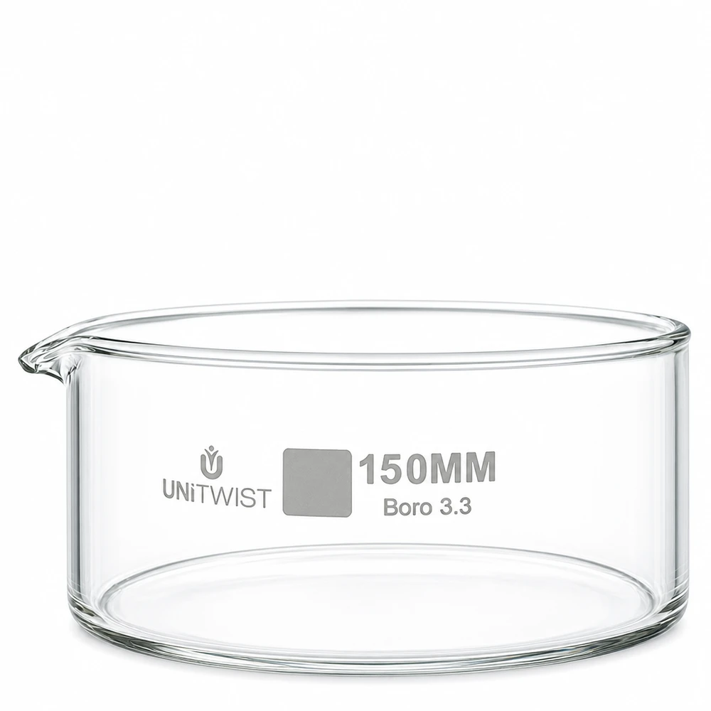Kristallisierschale ø150mm Borosilikatglas UNiTWIST Rundschale Borosilikatglas 3.3 UNiTWIST 150mm für chemische und biologische Laboranwendungen