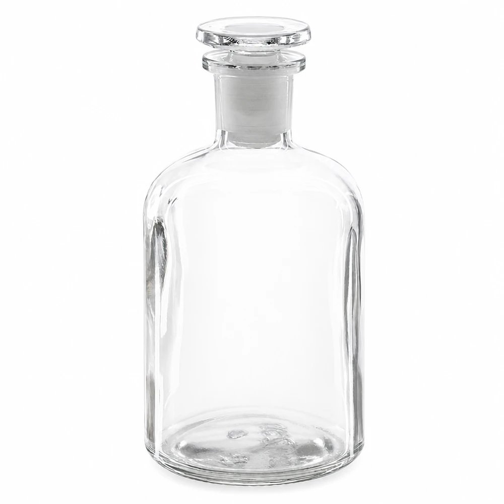 Apothekerflasche 250ml transparent Enghals Rundschulter mit aufgesetztem Glasstopfen