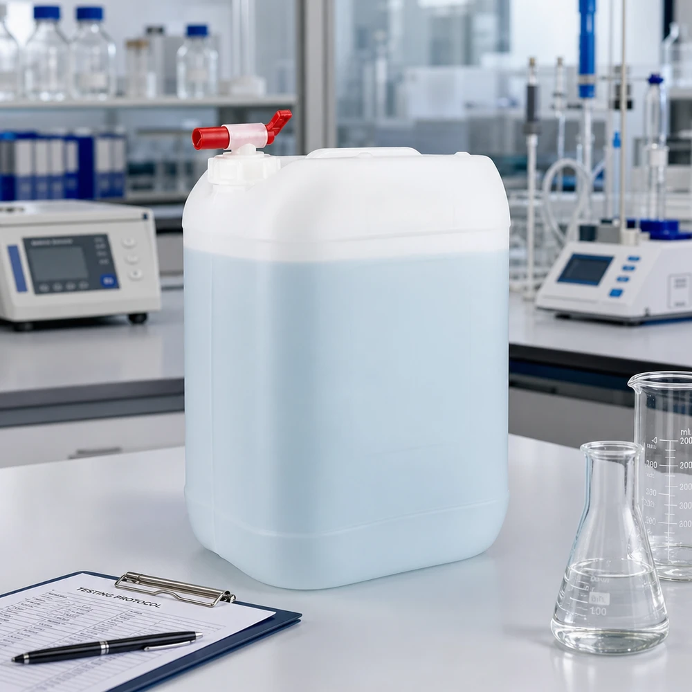 Lebensmittelechter HDPE Kanister 25 Liter mit Auslaufhahn für Destillat und Laborflüssigkeiten