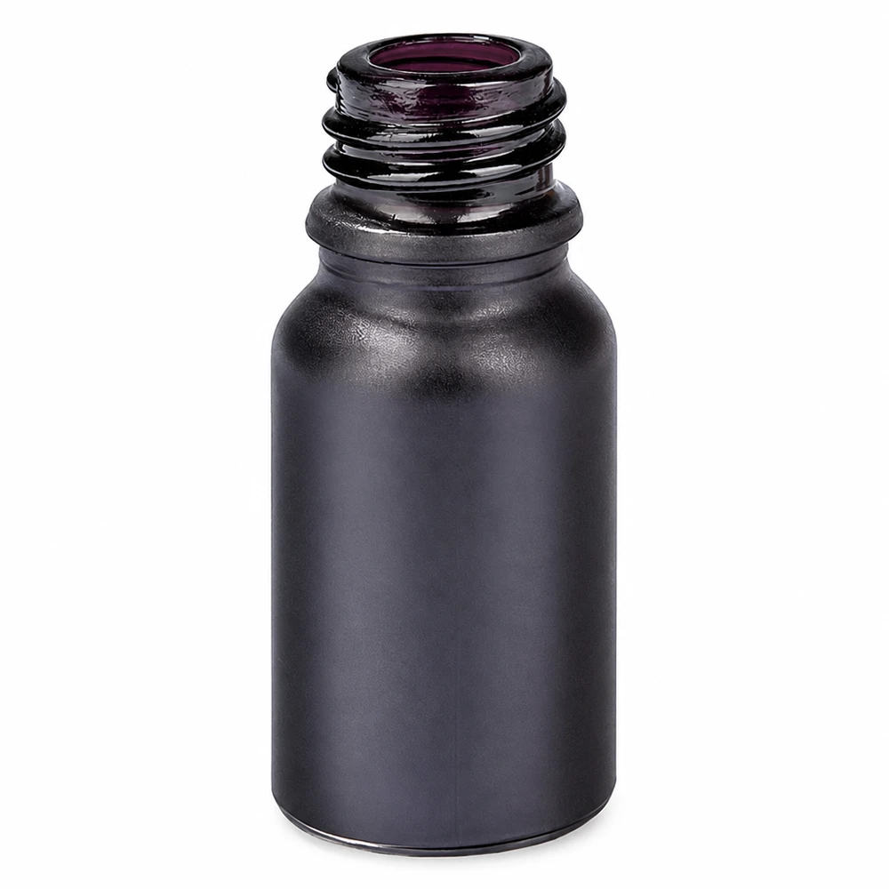 Matte schwarze 10ml Apothekerflasche BlackLine mit UNiTWIST UT18/10 Gewinde für den Pharmabereich