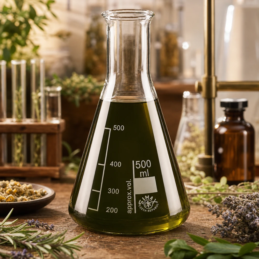 Konischer Laborkolben 500ml mit Skalierung für Kräuterextrakte und phytochemische Analysen