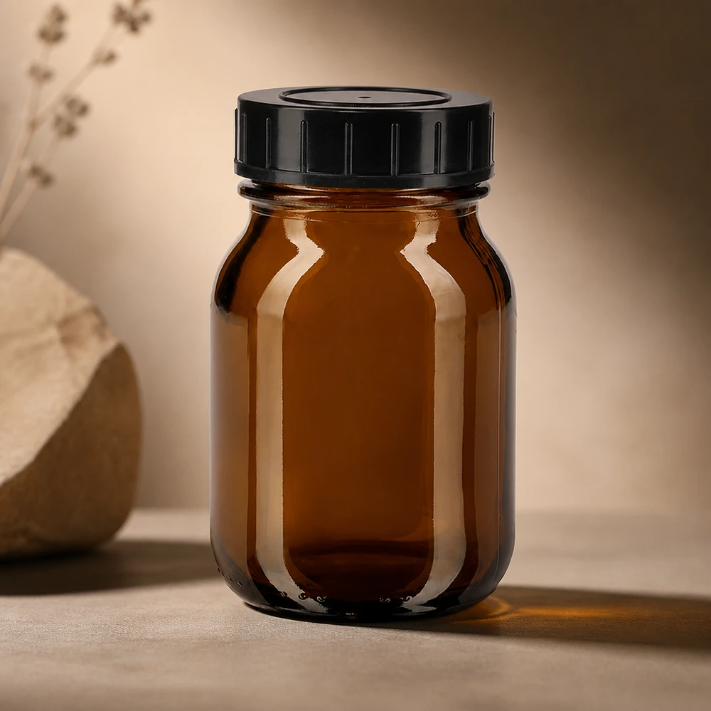 75ml Weithalsflasche Braunglas mit Schraubdeckel Vielseitige 75ml Apothekerflasche mit breiter Öffnung für Pulver Kapseln und Tabletten