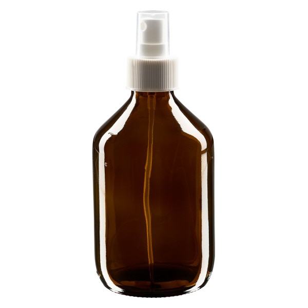 300ml Medizinflasche braun, Pumpzerstäuber weiß ApoGlas 300ml Medizinflasche braun, Pumpzerstäuber weiß ApoGlas