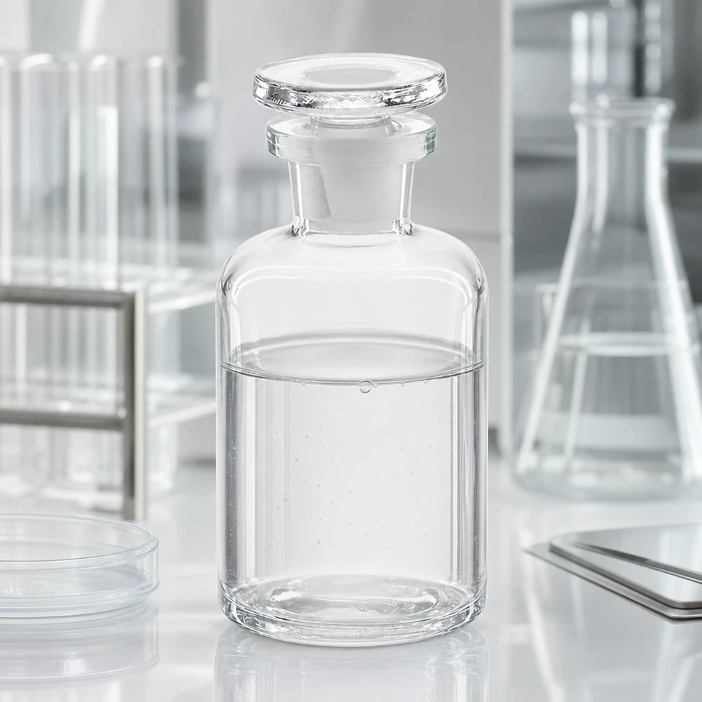 Chemikalienflasche 50ml Rundschulter klar Enghals mit eingeschliffenem Glasstopfen