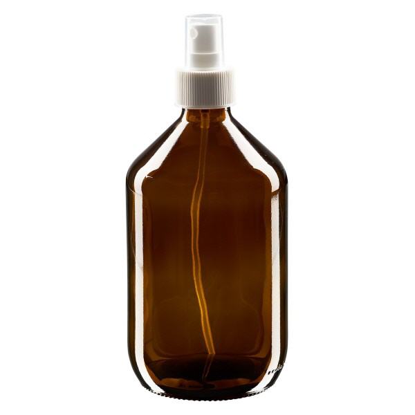 500ml Medizinflasche braun, Pumpzerstäuber weiß ApoGlas