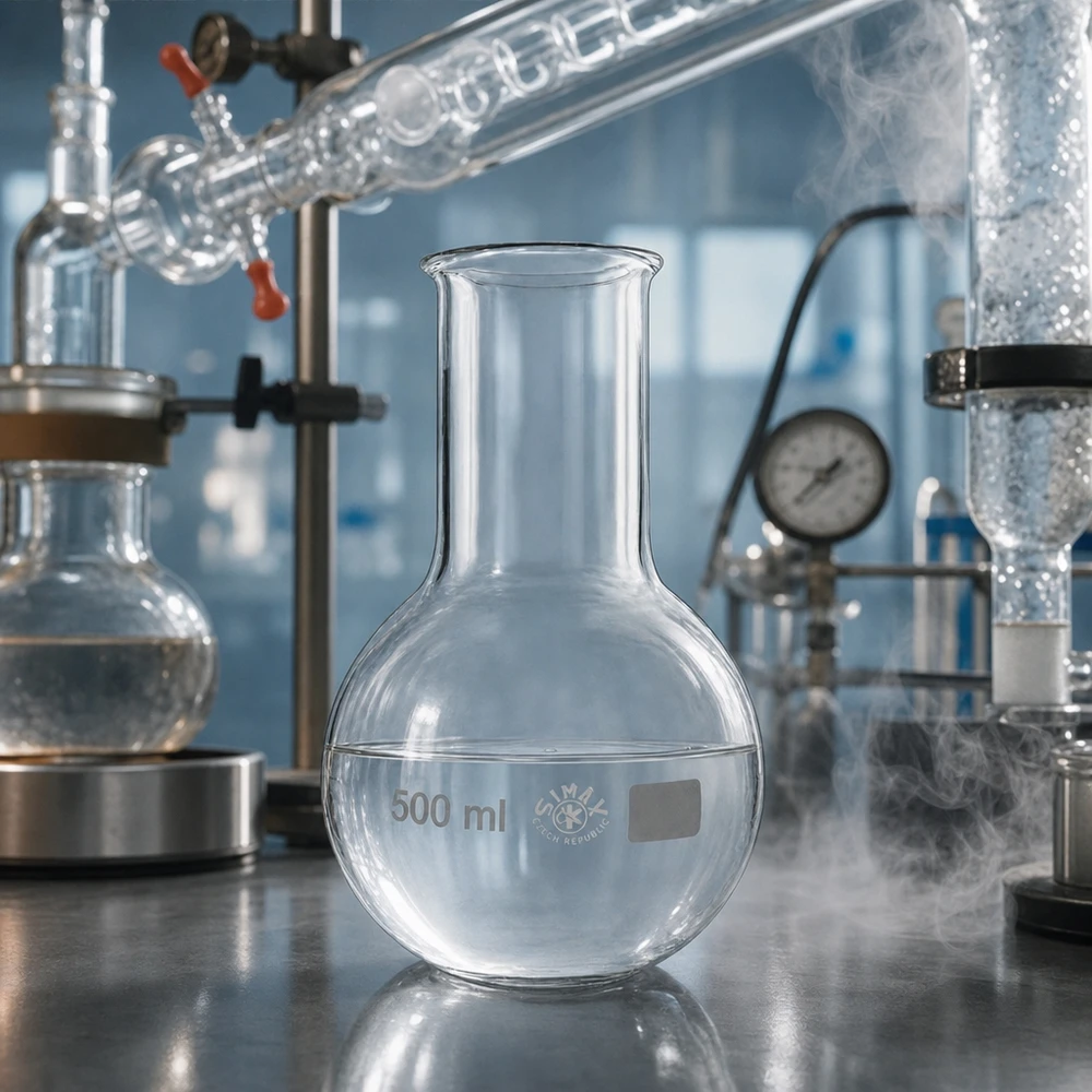 Transparenter Glaskolben 500ml mit optimaler Sichtbarkeit für Reaktionsbeobachtungen im Labor