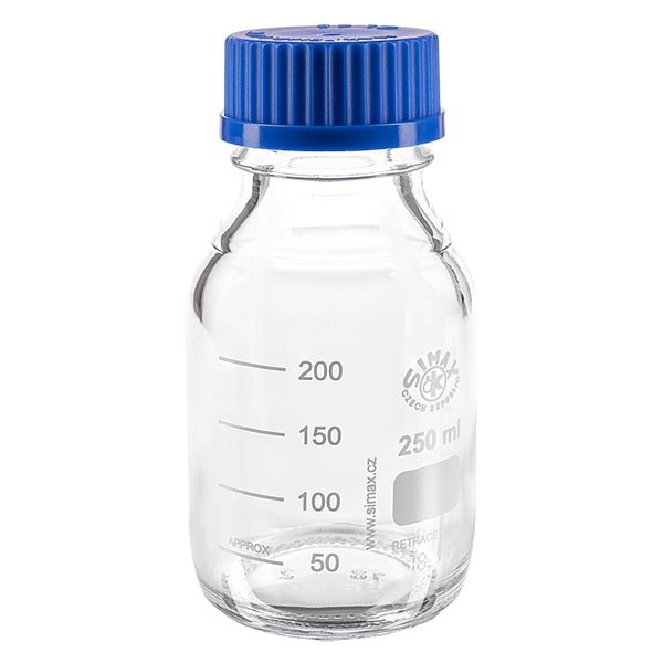 Laborgewindeflasche 250ml mit Kappe, Borosilikat Laborgewindeflasche 250ml mit Kappe, Borosilikat