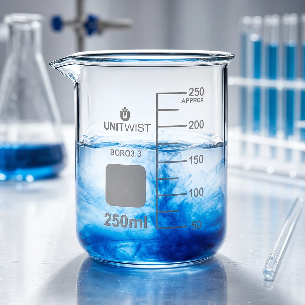 Laborglas 250ml niedrige Form für Chemie Biologie und Medizin aus robustem Borosilikat 3.3