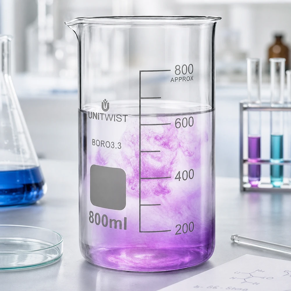 Becherglas 800ml Borosilikat, hohe Form UNiTWIST UNITWIST BORO 3.3 Becherglas 800ml hohe zylindrische Form für chemische Experimente