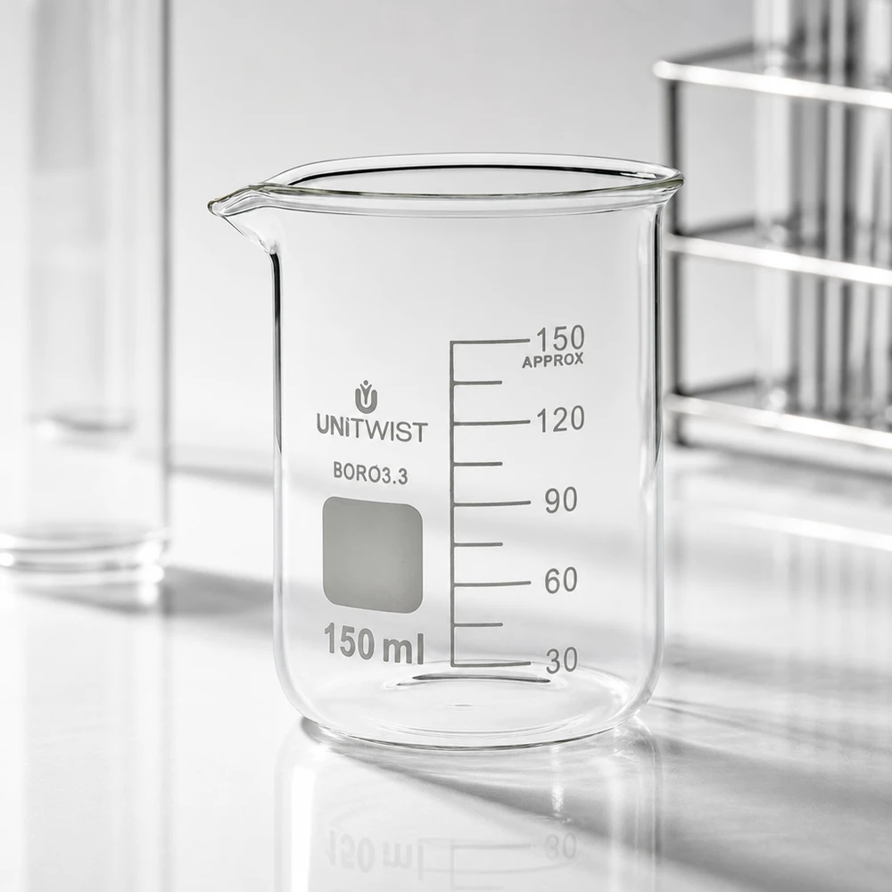 Professionelles Becherglas 150ml UNiTwist Borosilikat 3.3 zylindrische niedrige Form