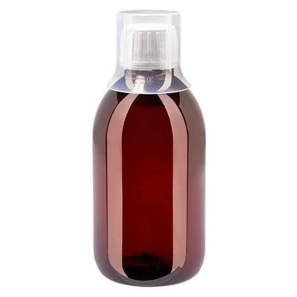 PET Flasche 250ml mit weißem Verschluss Originalitätsverschluss + Becher PET Flasche 250ml mit weißem Verschluss Originalitätsverschluss + Becher