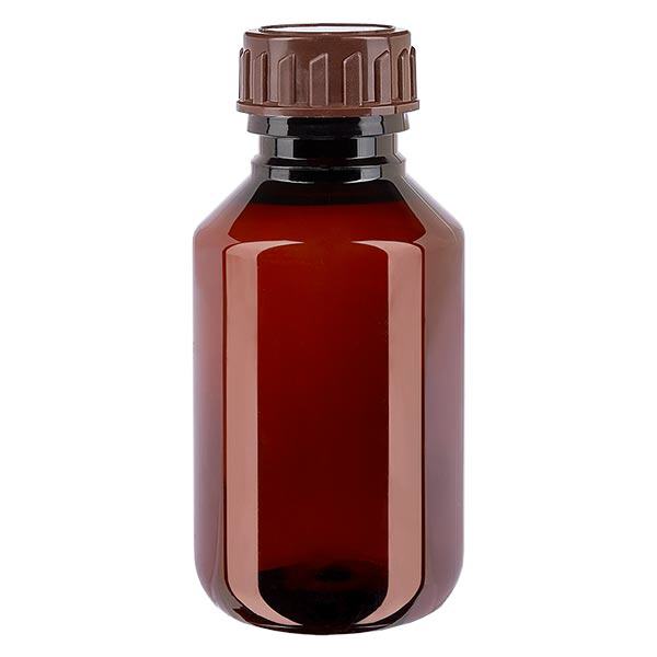 PET Flasche 100ml mit braunem Verschluss Standard