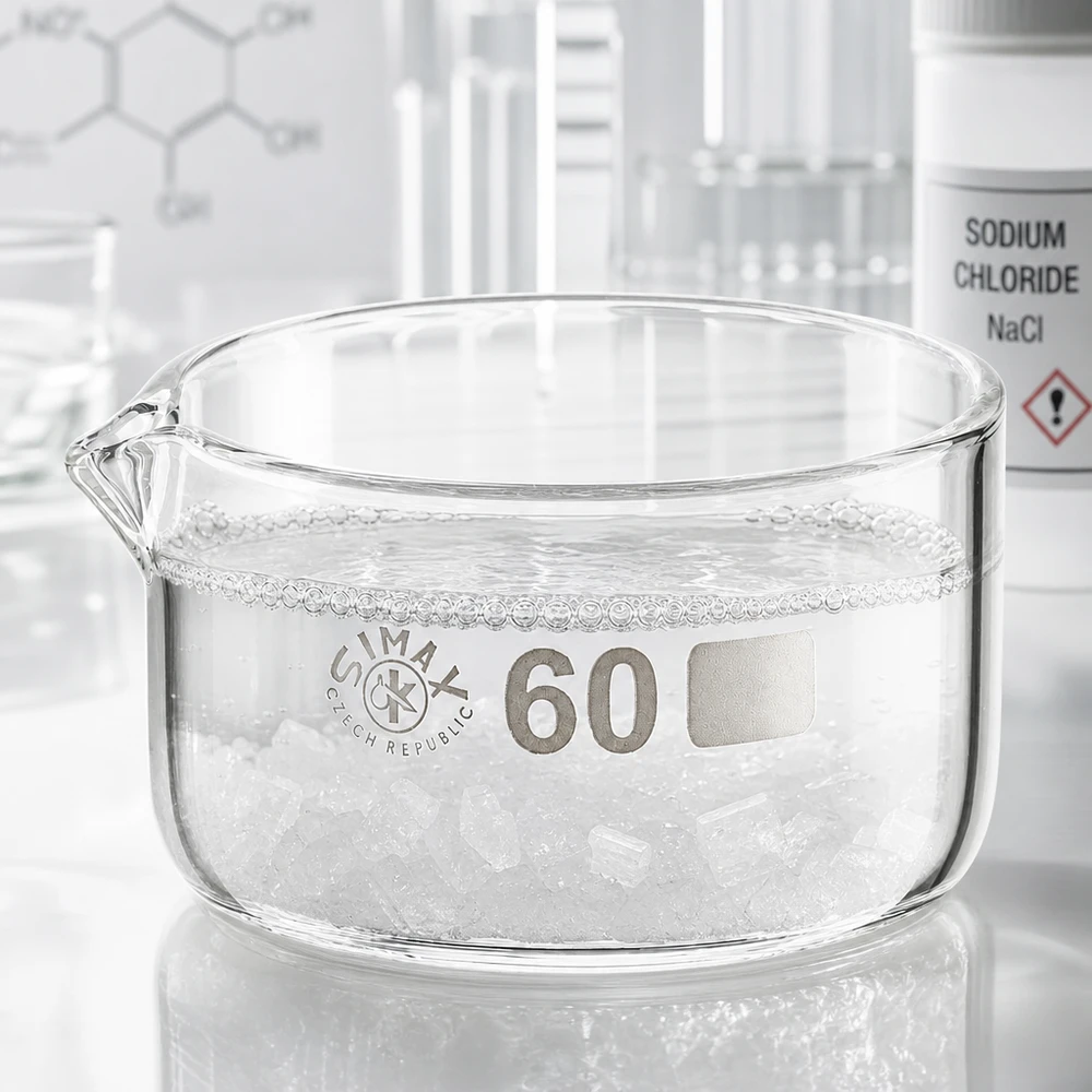 60ml Kristallisierschale mit Ausguss Borosilikat ø60mm Kristallisierschale Laborbedarf 60ml niedriger Rand breiter Boden Ausguss Borosilikatglas klar