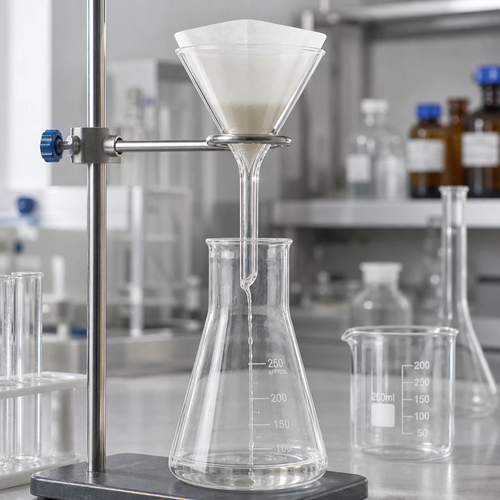 Chemietrichter Kurzstil Borosilikat mit 45mm Durchmesser für sichere Flüssigkeitsübertragung