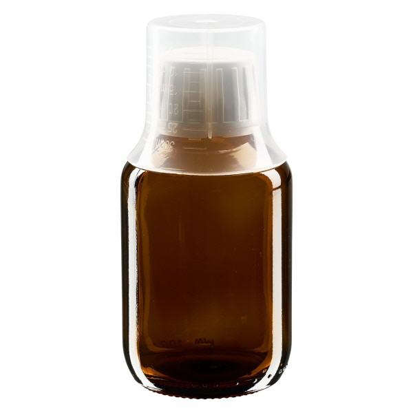 100ml Medizinflasche braun, Verschluss Originalitätsverschluss mit Dosierbecher 30ml ApoGlas 100ml Medizinflasche braun, Verschluss Originalitätsverschluss mit Dosierbecher 30ml ApoGlas
