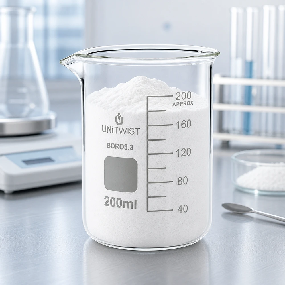 200ml Becherglas Borosilikat 3.3 mit Ausguss und Beschriftungsfeld für Laborproben