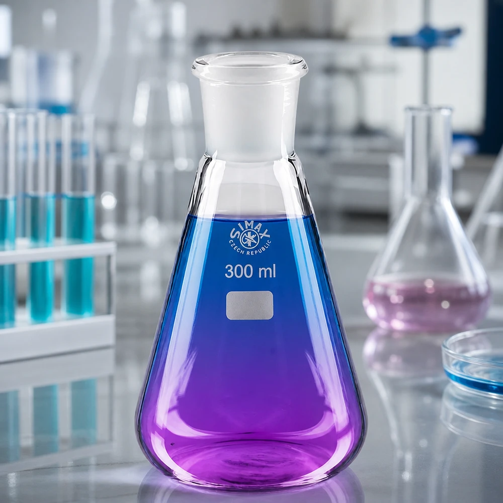 Laborglasware Erlenmeyerkolben 300ml mit Normschliff für analytische Chemie und Forschung